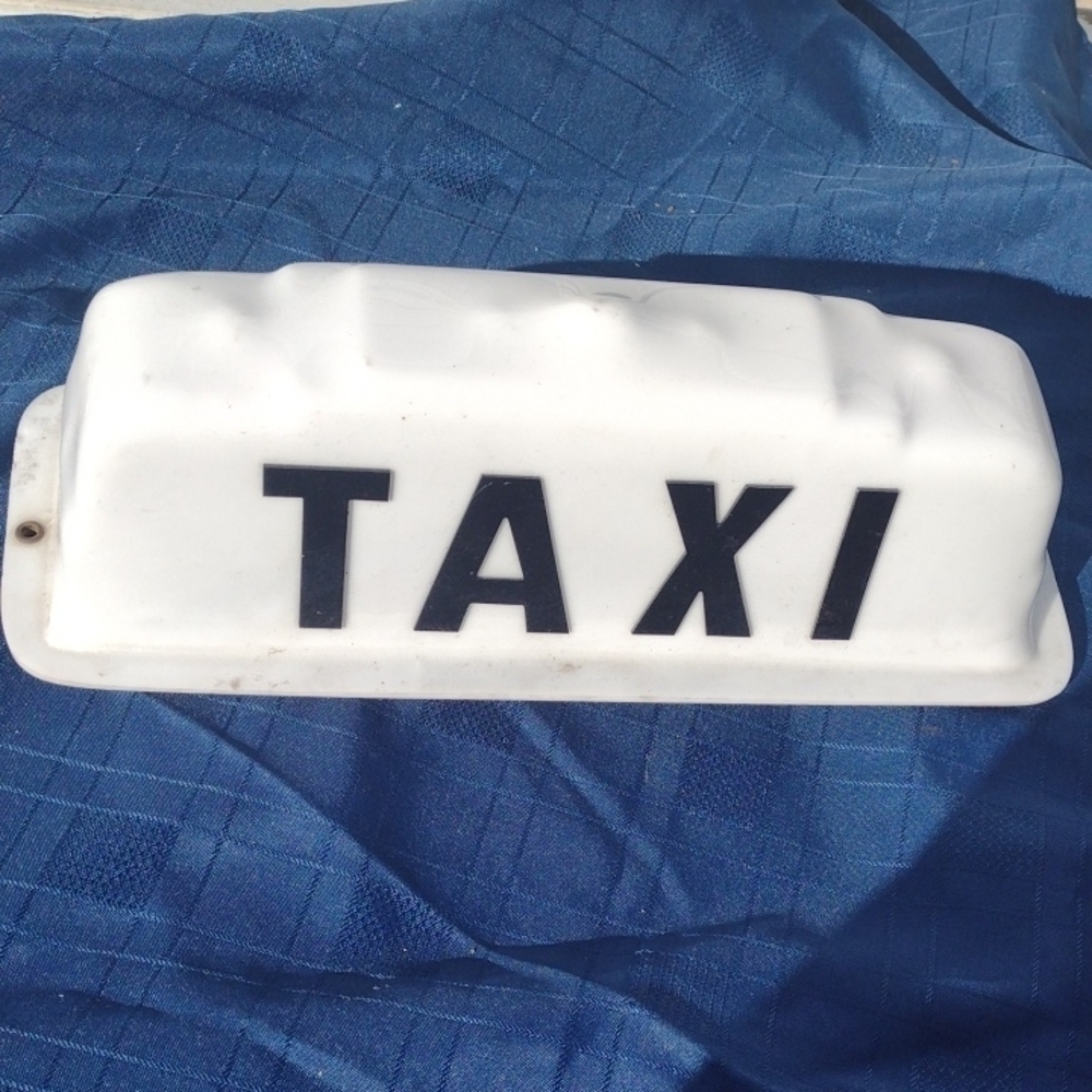 Vintage White Taxi Sign